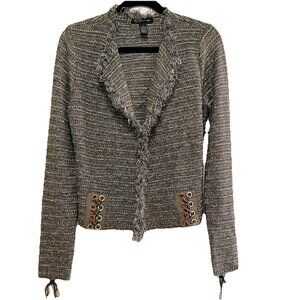 INC INTERNATIONAL CONCEPTS Metallic Lace-Up Cardigan Sz S